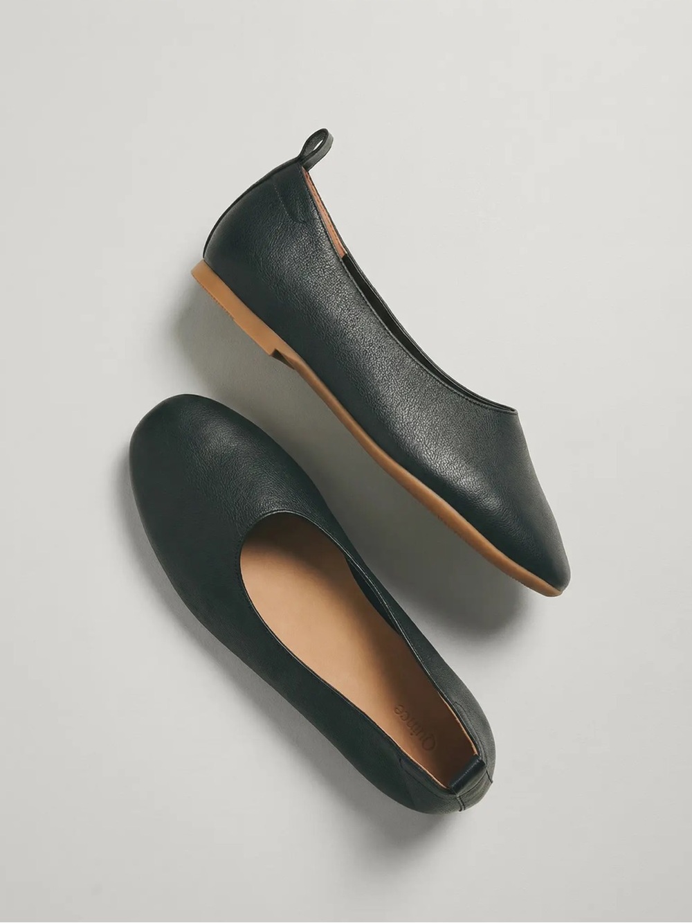 Quince NWOT black Italian leather the day glove ballet flats minimalist